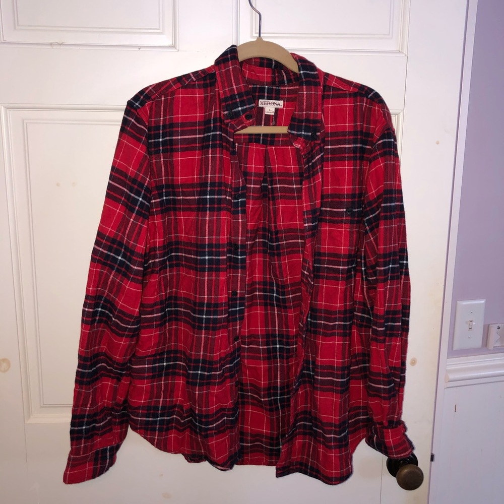 Red Merona button up flannel shirt size large